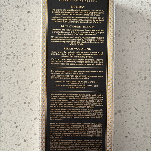 NEST Fragrances Gold and White Candle Trio - Picture 4 of 4